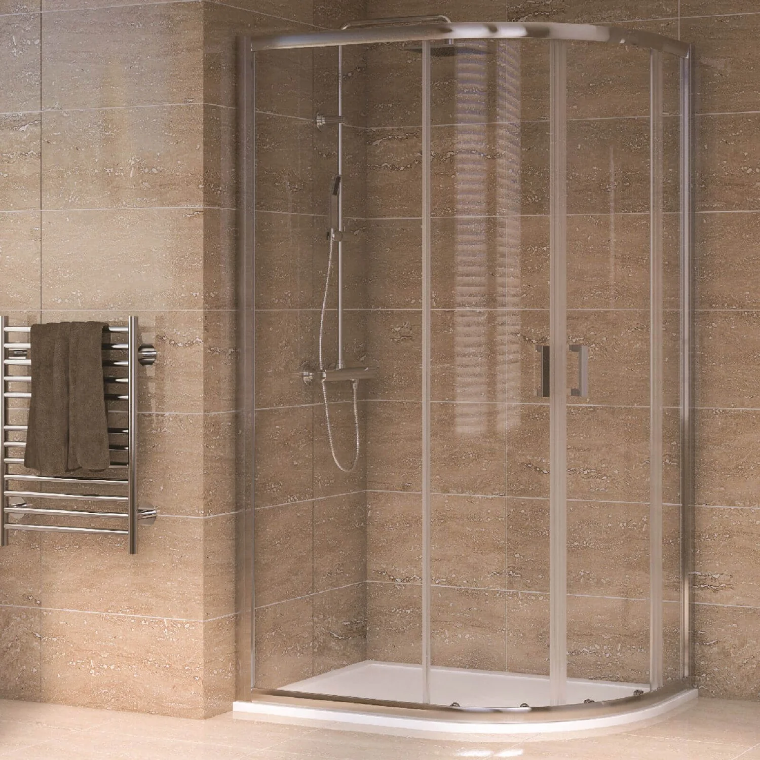 Aqualux Offset Quadrant 1000 X 800mm Right Hand Shower Enclosure And Tray Package 3 Aqualux Offset Quadrant 1000 X 800mm Right Hand Shower Enclosure And Tray Package