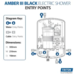 Triton Amber 3 9.5kW Electric Shower - Black -Triton None Store 12806936 2064889676896004