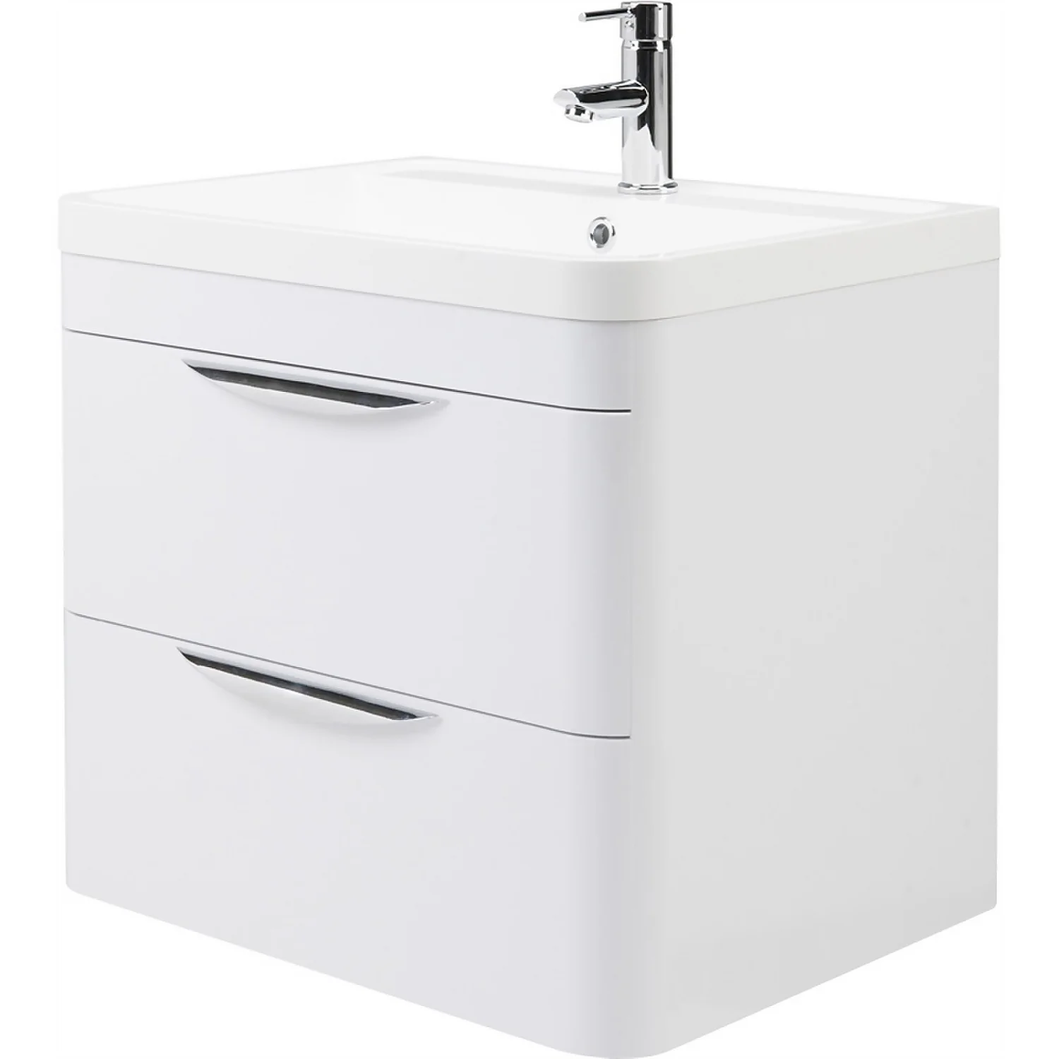 Balterley Wave 600mm Wall Hung 2 Drawer Vanity And Basin - Gloss White 3 Balterley Wave 600mm Wall Hung 2 Drawer Vanity And Basin - Gloss White