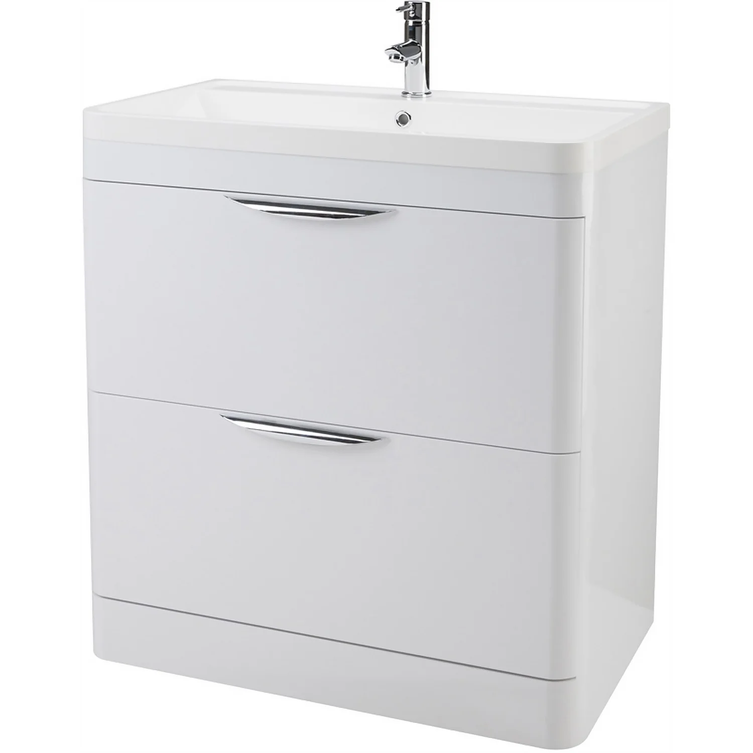 Balterley Wave 800mm Freestanding 2 Drawer Vanity And Basin - Gloss White 3 Balterley Wave 800mm Freestanding 2 Drawer Vanity And Basin - Gloss White