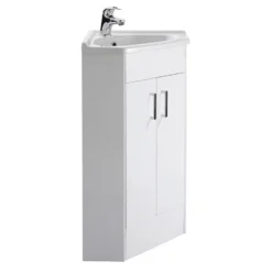 Balterley Orbit 2 Door Corner Cabinet With Basin - Gloss White