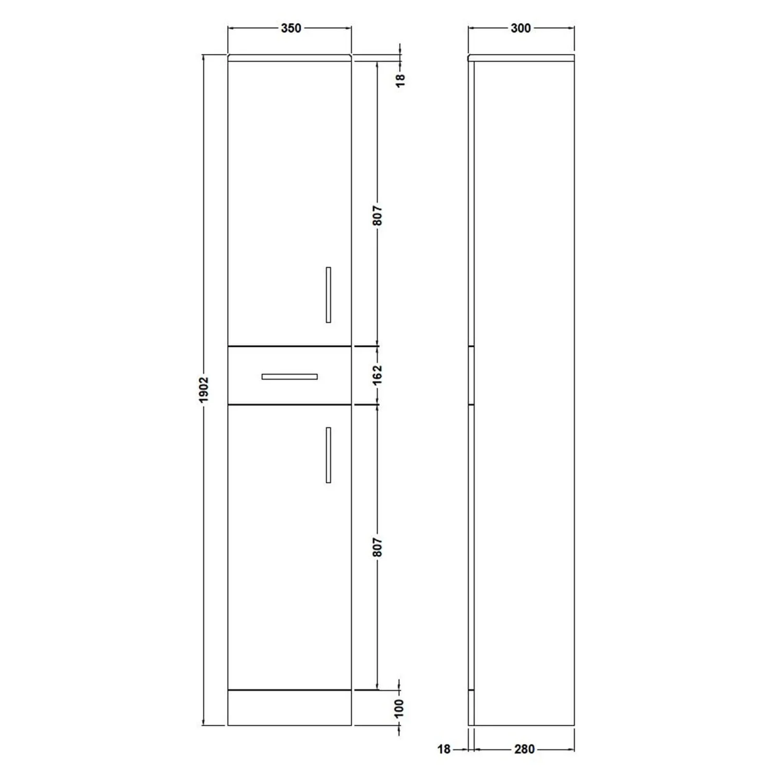 Balterley Orbit 350x300mm Tall Unit - Gloss White 4 Balterley Orbit 350x300mm Tall Unit - Gloss White - Image 2