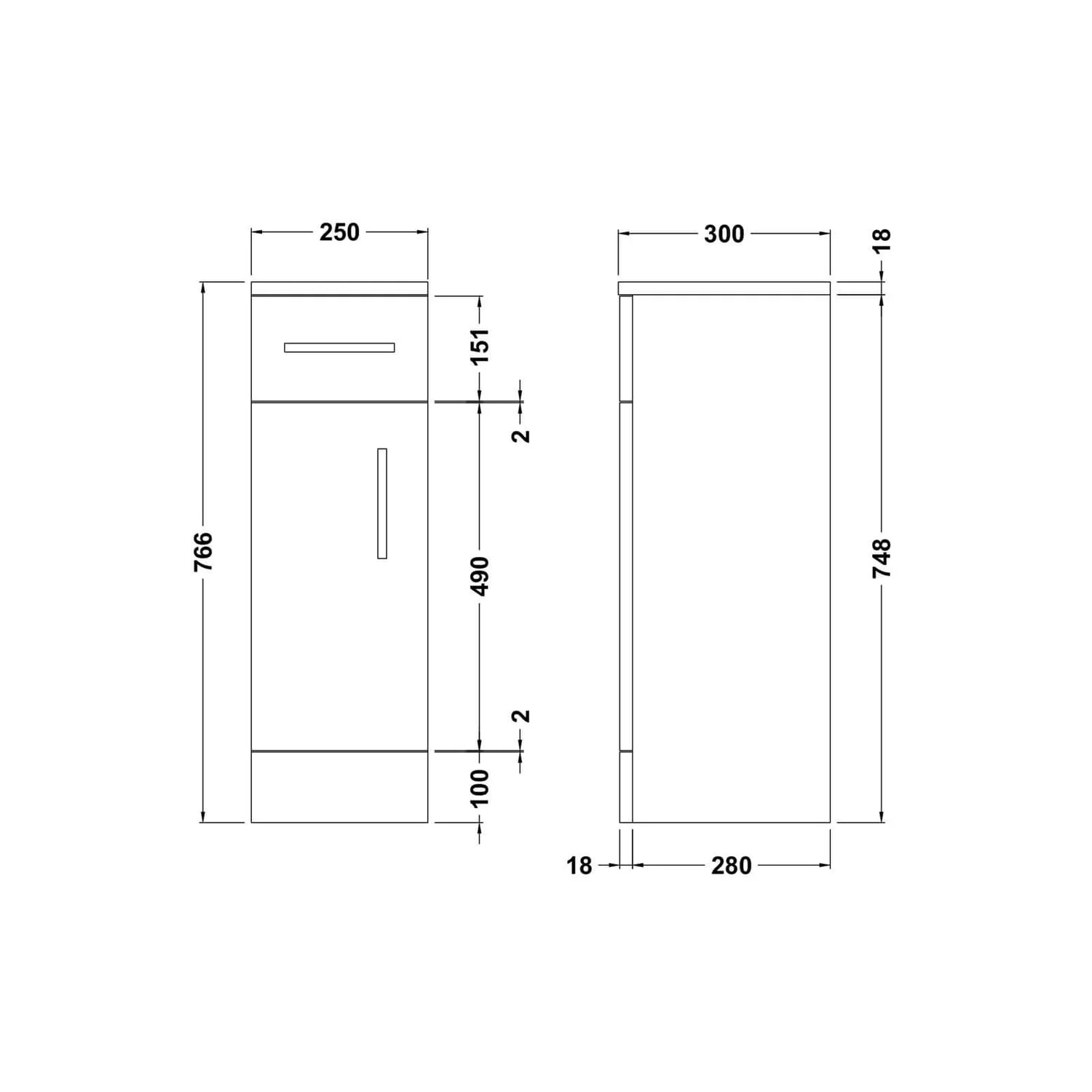 Balterley Orbit 250x300mm Cupboard - Gloss White 4 Balterley Orbit 250x300mm Cupboard - Gloss White - Image 2