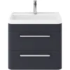 Balterley Honour 600mm Wall Hung 2 Drawer Unit With Basin - Matt Blue