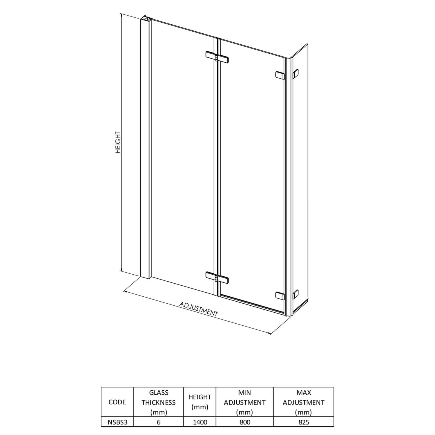 Balterley Square Bath Screen Double Hinged - 6mm 4 Balterley Square Bath Screen Double Hinged - 6mm - Image 2