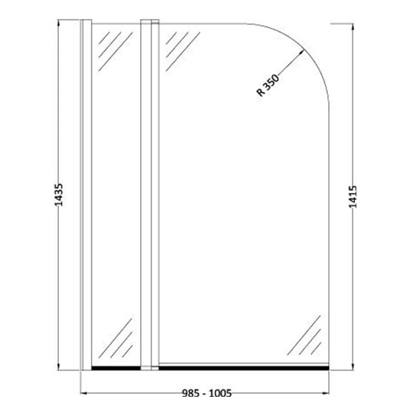 Balterley Straight Bath Screen With Fixed Panel - 6mm 4 Balterley Straight Bath Screen With Fixed Panel - 6mm - Image 2
