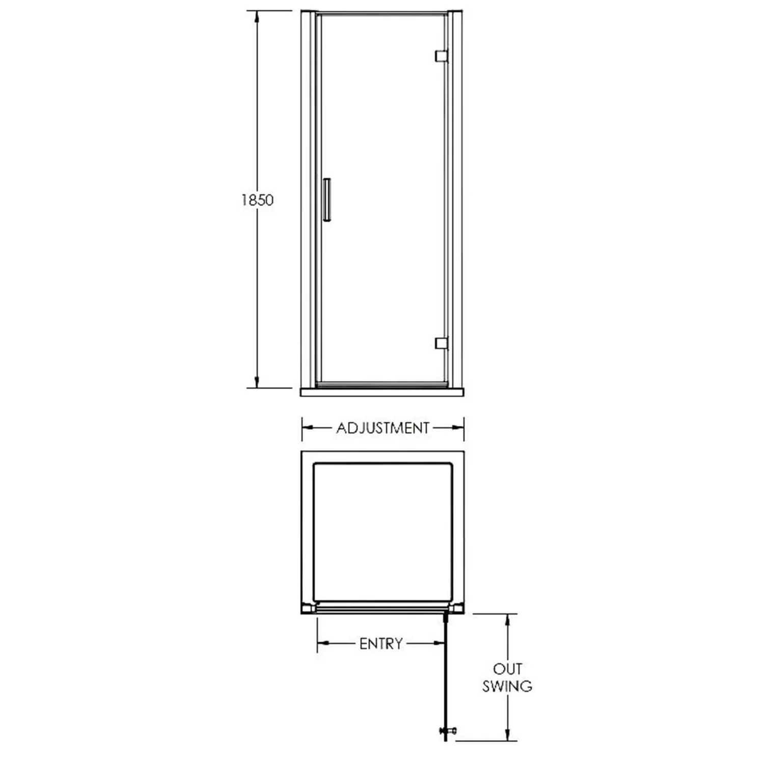Balterley Hinged Shower Door - 760mm (6mm Glass) 4 Balterley Hinged Shower Door - 760mm (6mm Glass) - Image 2