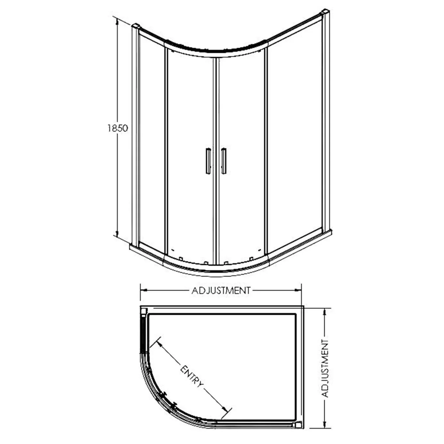 Balterley Offset Shower Quadrant - 1000 X 800mm (6mm Glass) 4 Balterley Offset Shower Quadrant - 1000 X 800mm (6mm Glass) - Image 2