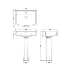 Balterley Optic 1 Tap Hole Basin And Full Pedestal - 600mm 5 Balterley Optic 1 Tap Hole Basin And Full Pedestal - 600mm -Triton None Store 12825562 3704833222854319