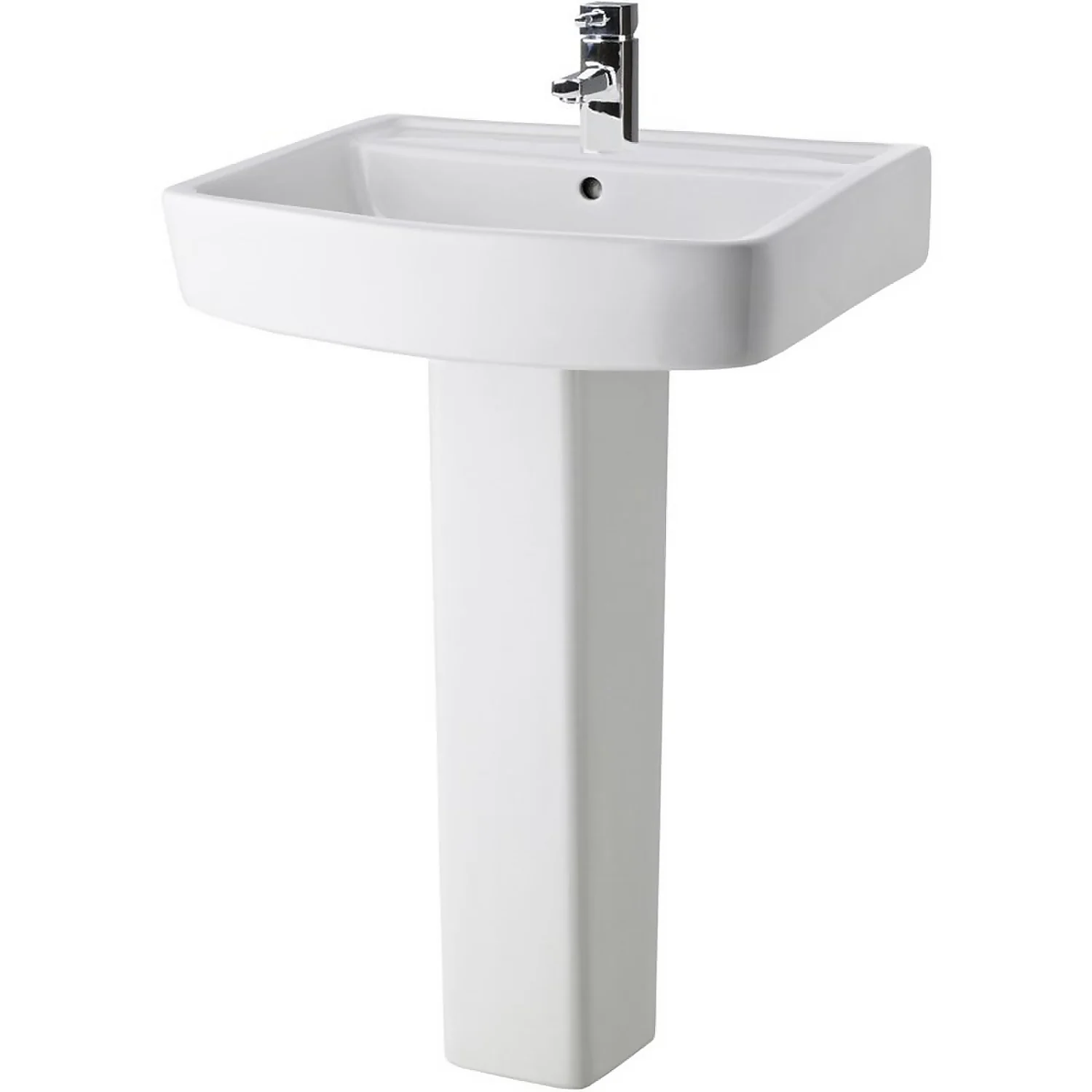 Balterley Optic 1 Tap Hole Basin And Full Pedestal - 600mm 3 Balterley Optic 1 Tap Hole Basin And Full Pedestal - 600mm