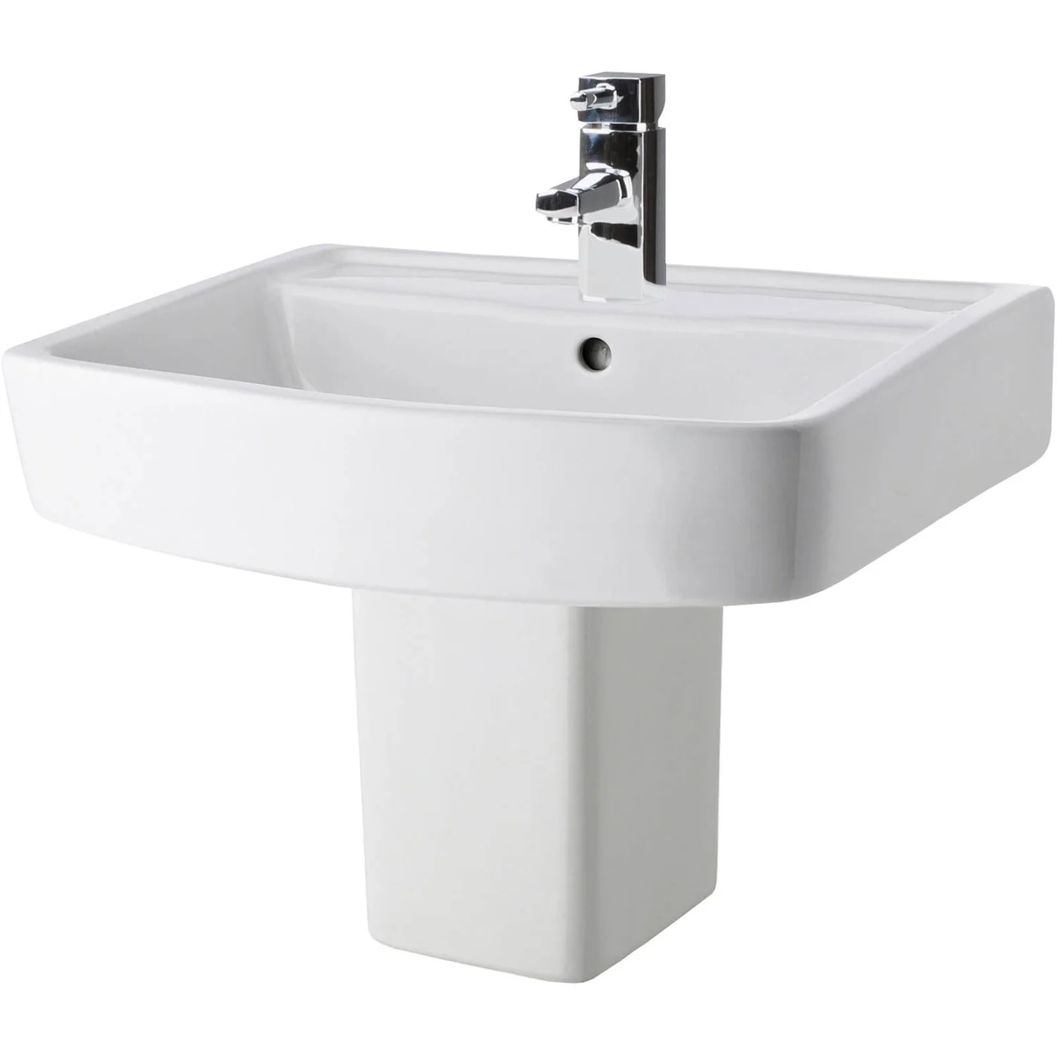 Balterley Optic 1 Tap Hole Basin And Semi Pedestal - 520mm 3 Balterley Optic 1 Tap Hole Basin And Semi Pedestal - 520mm