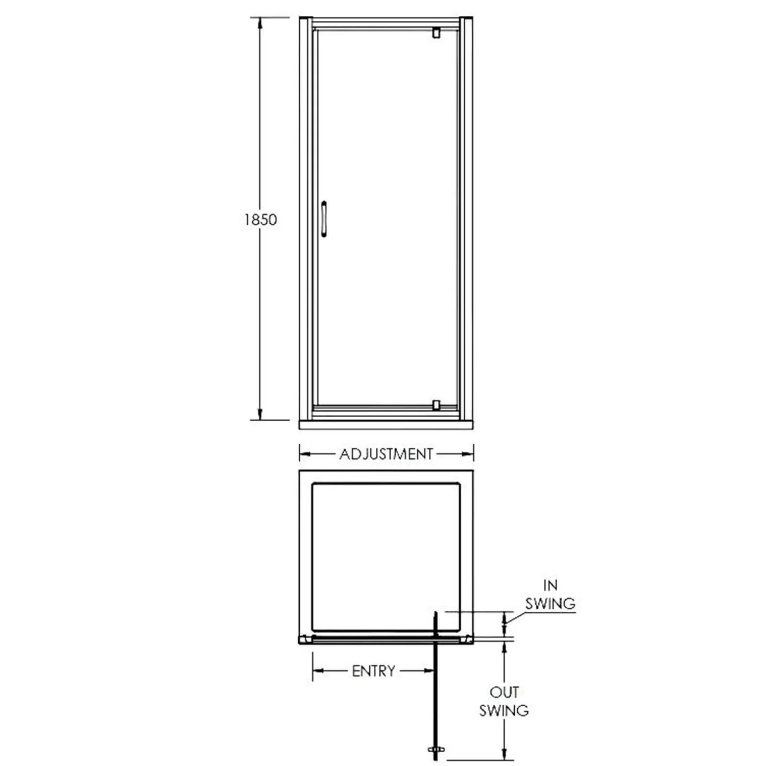 Balterley Pivot Shower Door - 700mm (5mm Glass) 4 Balterley Pivot Shower Door - 700mm (5mm Glass) - Image 2