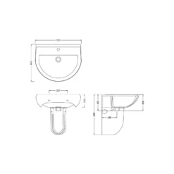 Balterley Vito 1 Tap Hole Basin And Semi Pedestal - 550mm -Triton None Store 12825703 9284833224159388