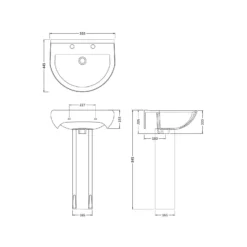 Balterley Vito 2 Tap Hole Basin & Full Pedestal - 550mm 5 Balterley Vito 2 Tap Hole Basin & Full Pedestal - 550mm -Triton None Store 12825704 1414833224324817