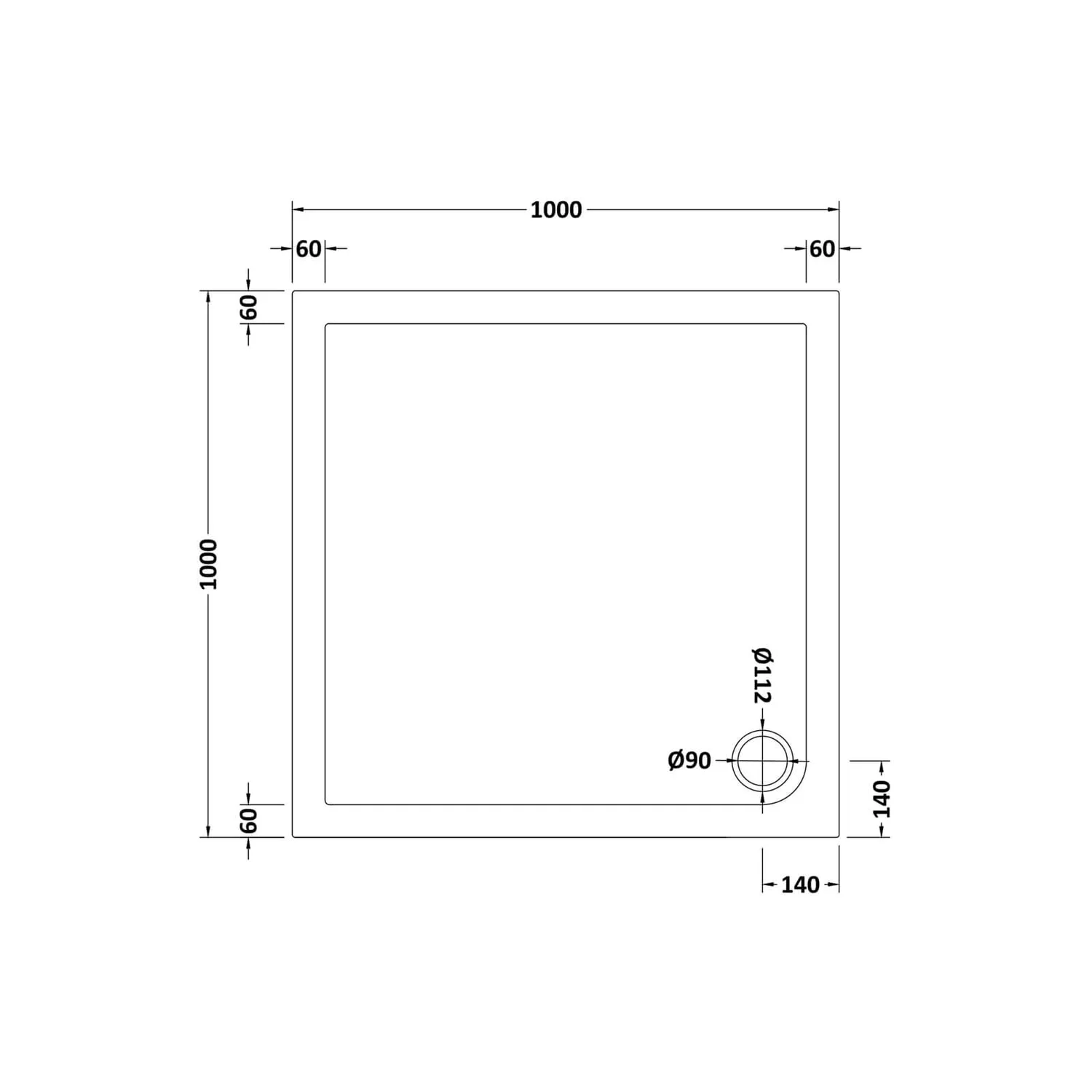 Balterley Square Shower Tray - 1000 X 1000mm 4 Balterley Square Shower Tray - 1000 X 1000mm - Image 2
