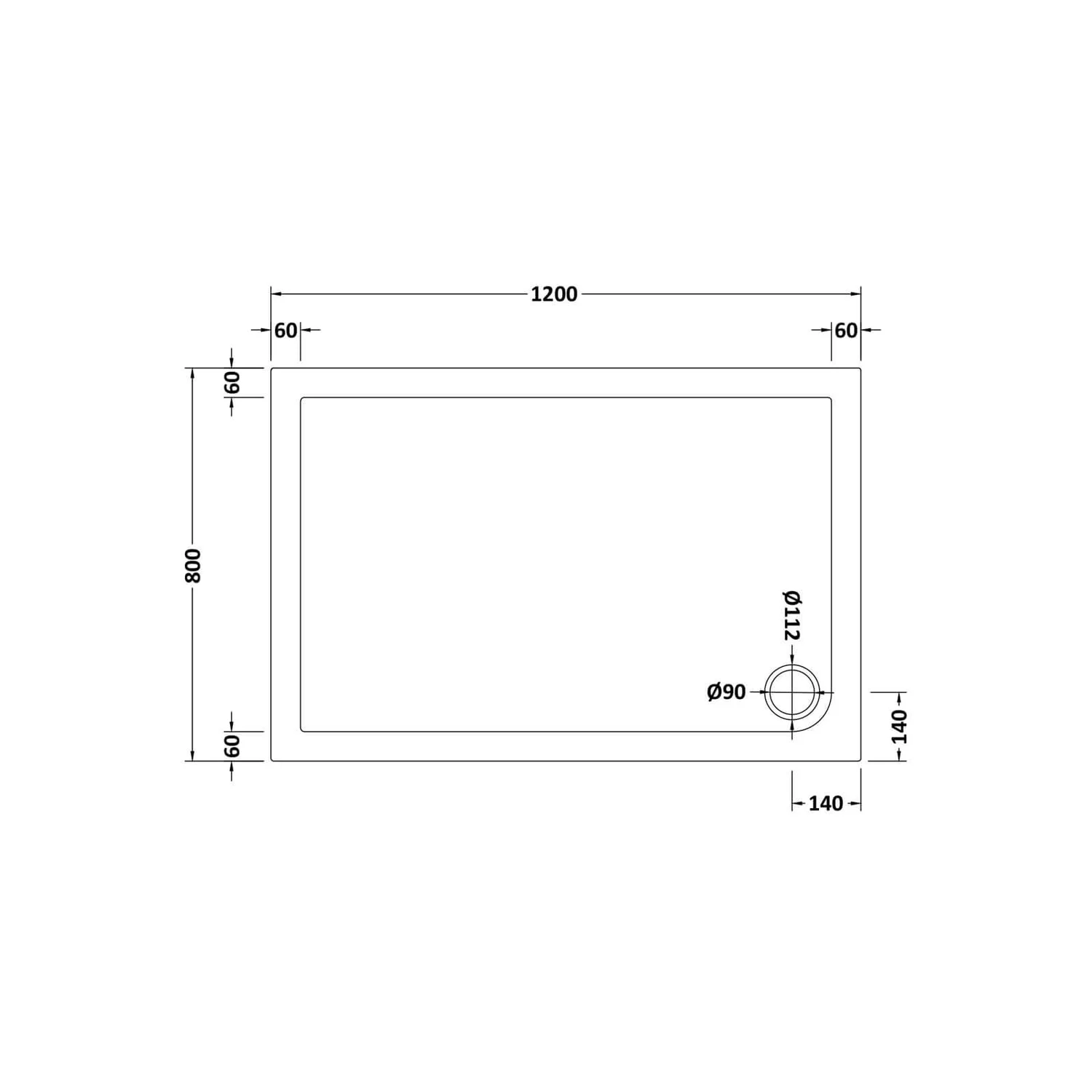 Balterley Rectangular Shower Tray - 1200 X 800mm 4 Balterley Rectangular Shower Tray - 1200 X 800mm - Image 2