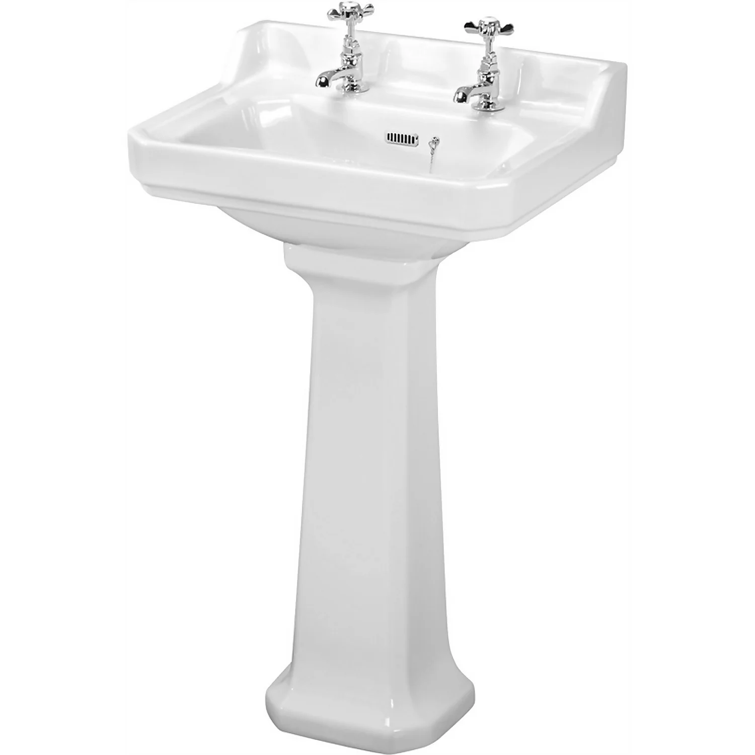 Balterley Kinston 2 Tap Hole Basin And Full Pedestal - 560mm 3 Balterley Kinston 2 Tap Hole Basin And Full Pedestal - 560mm