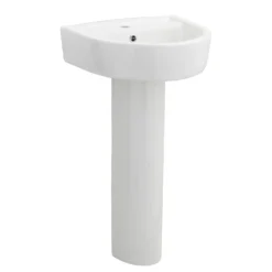 Balterley D-Shape 1 Tap Hole Basin And Full Pedestal - 425mm