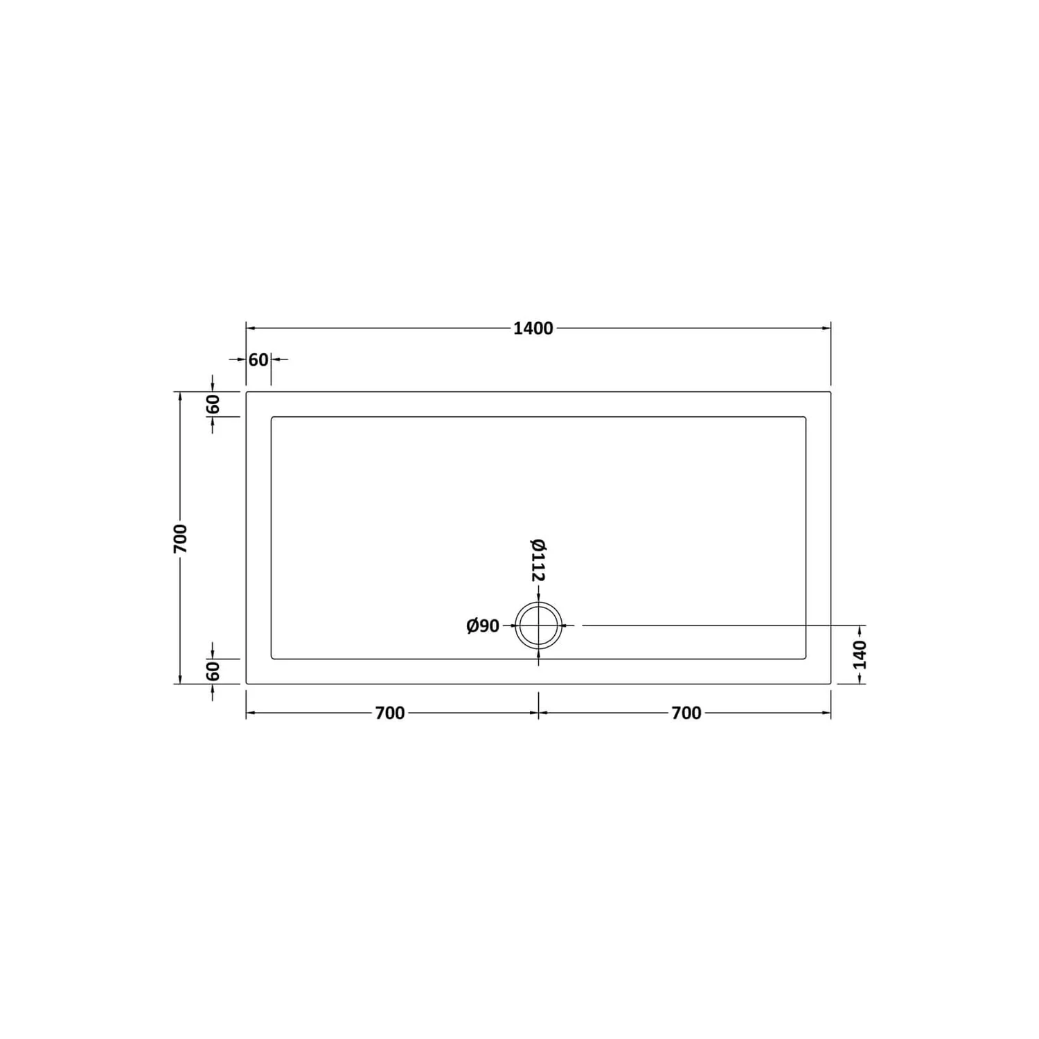 Balterley Rectangular Shower Tray - 1400 X 700mm 4 Balterley Rectangular Shower Tray - 1400 X 700mm - Image 2