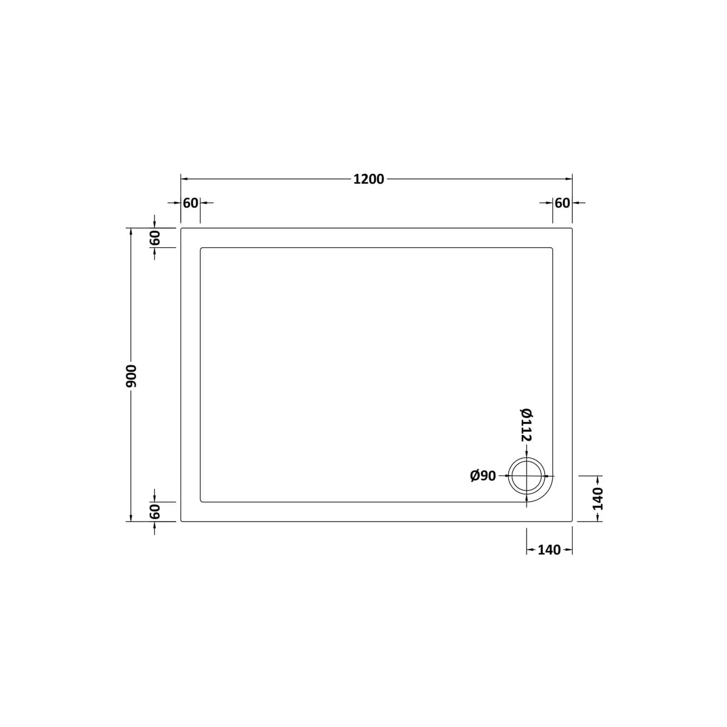 Balterley Rectangular Shower Tray - 1200 X 900mm 4 Balterley Rectangular Shower Tray - 1200 X 900mm - Image 2
