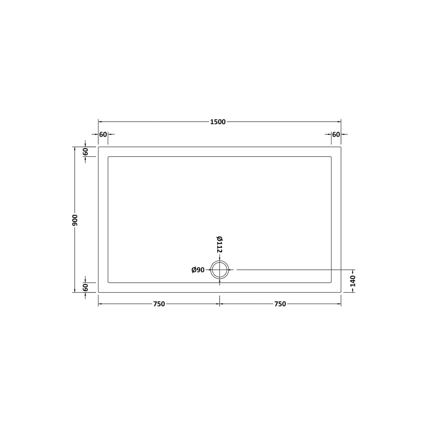 Balterley Rectangular Shower Tray - 1500 X 900mm 4 Balterley Rectangular Shower Tray - 1500 X 900mm - Image 2