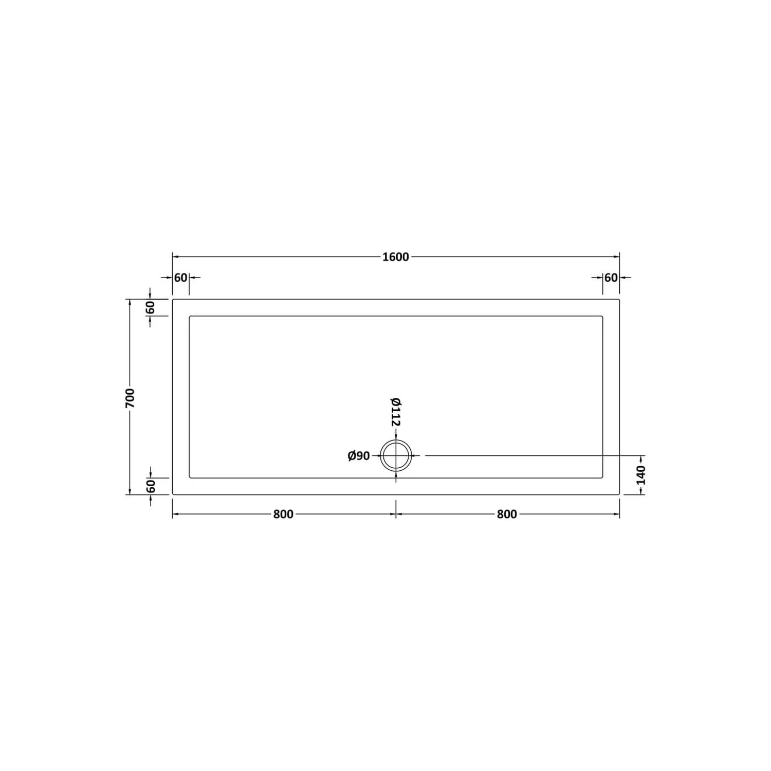 Balterley Rectangular Shower Tray - 1600 X 700mm 4 Balterley Rectangular Shower Tray - 1600 X 700mm - Image 2