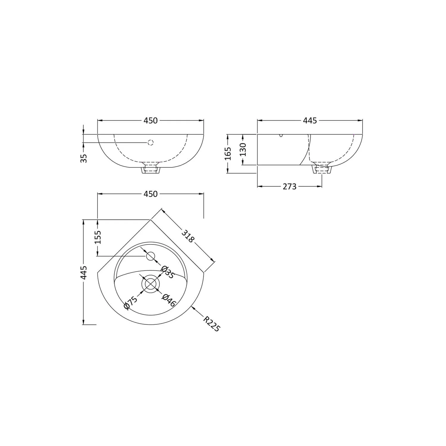 Balterley Corner Wall Hung Basin 4 Balterley Corner Wall Hung Basin - Image 2