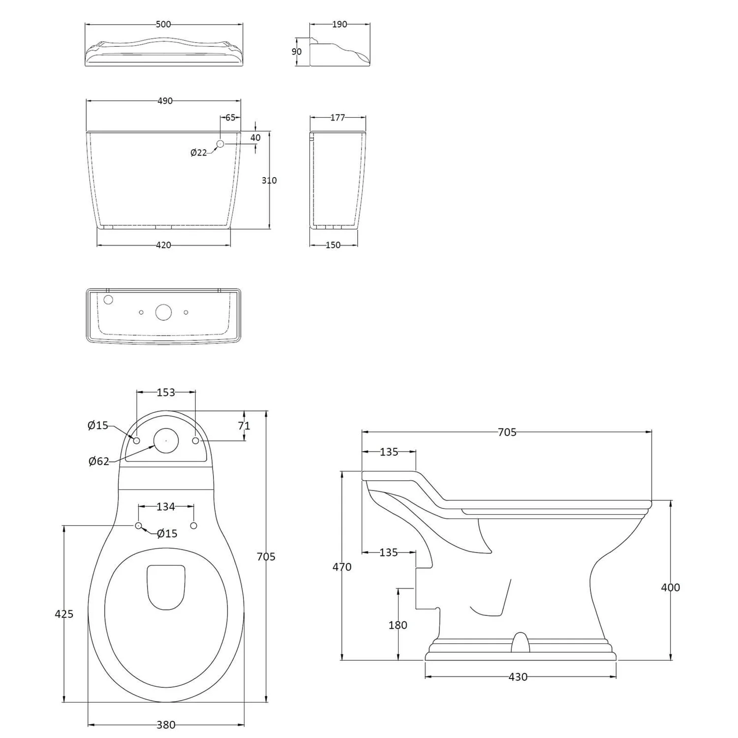 Balterley Harrington Round WC Pan And Cistern - No Seat 4 Balterley Harrington Round WC Pan And Cistern - No Seat - Image 2