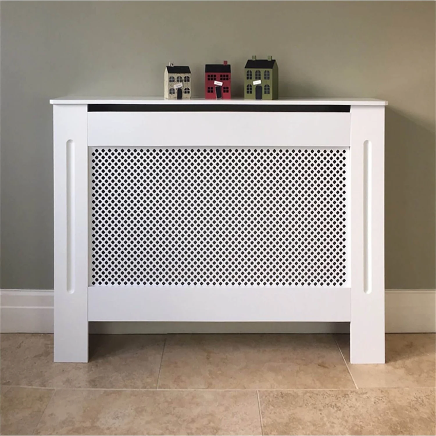 None Radiator Cover With Diamond Lattice Design In White - Small 4 None Radiator Cover With Diamond Lattice Design In White - Small - Image 2