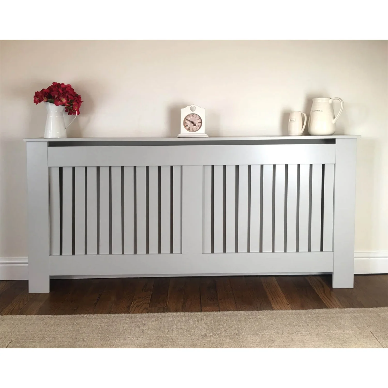 None Radiator Cover With Vertical Slatted Design In Grey - Extra Large 4 None Radiator Cover With Vertical Slatted Design In Grey - Extra Large - Image 2