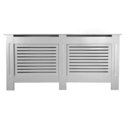 None Radiator Cover With Horizontal Slatted Design In Grey - Extra Large