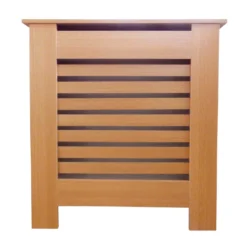 None Radiator Cover With Horizontal Slatted Design In Oak - Mini