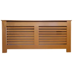 None Radiator Cover With Horizontal Slatted Design In Oak - Extra Large
