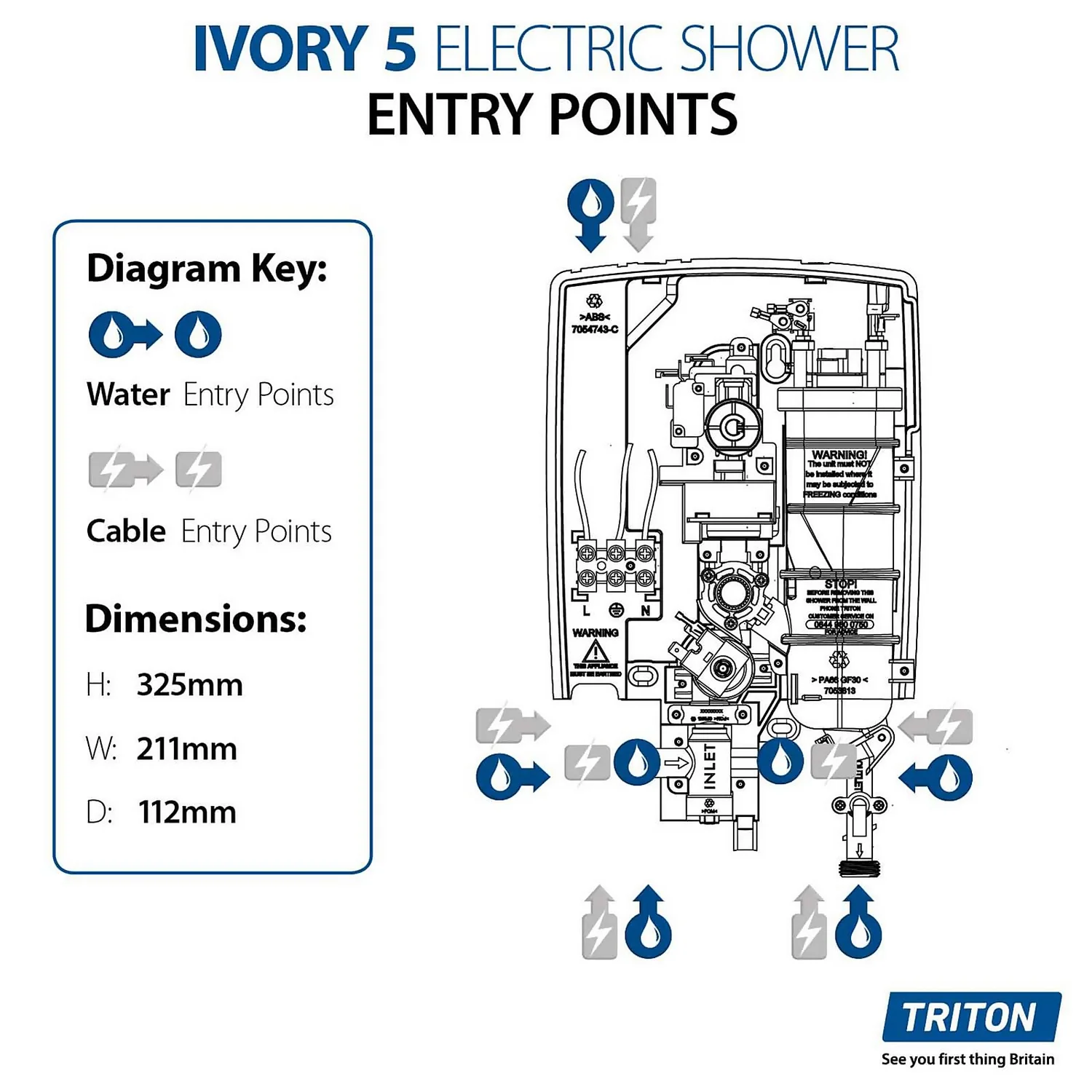 Triton Ivory 5 10.5kw Electric Shower - White 6 Triton Ivory 5 10.5kw Electric Shower - White - Image 4