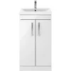 Balterley Rio 500mm Freestanding 2 Door Vanity With Basin 1 - Gloss White -Triton None Store 12826900 6784847465897109