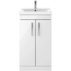 Balterley Rio 500mm Freestanding 2 Door Vanity With Basin 1 - Gloss White