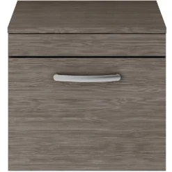 Balterley Rio 500mm Wall Hung Single Drawer Vanity With Worktop - Brown Grey Avola