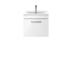 Balterley Rio 500mm Wall Hung Single Drawer Vanity With Basin 2 - Gloss White