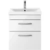 Balterley Rio 500mm Wall Hung 2 Drawer Vanity With Basin 1 - Gloss White
