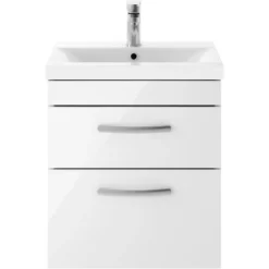 Balterley Rio 500mm Wall Hung 2 Drawer Vanity With Basin 1 - Gloss White