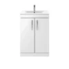 Balterley Rio 600mm Freestanding 2 Door Vanity With Basin 2 - Gloss White