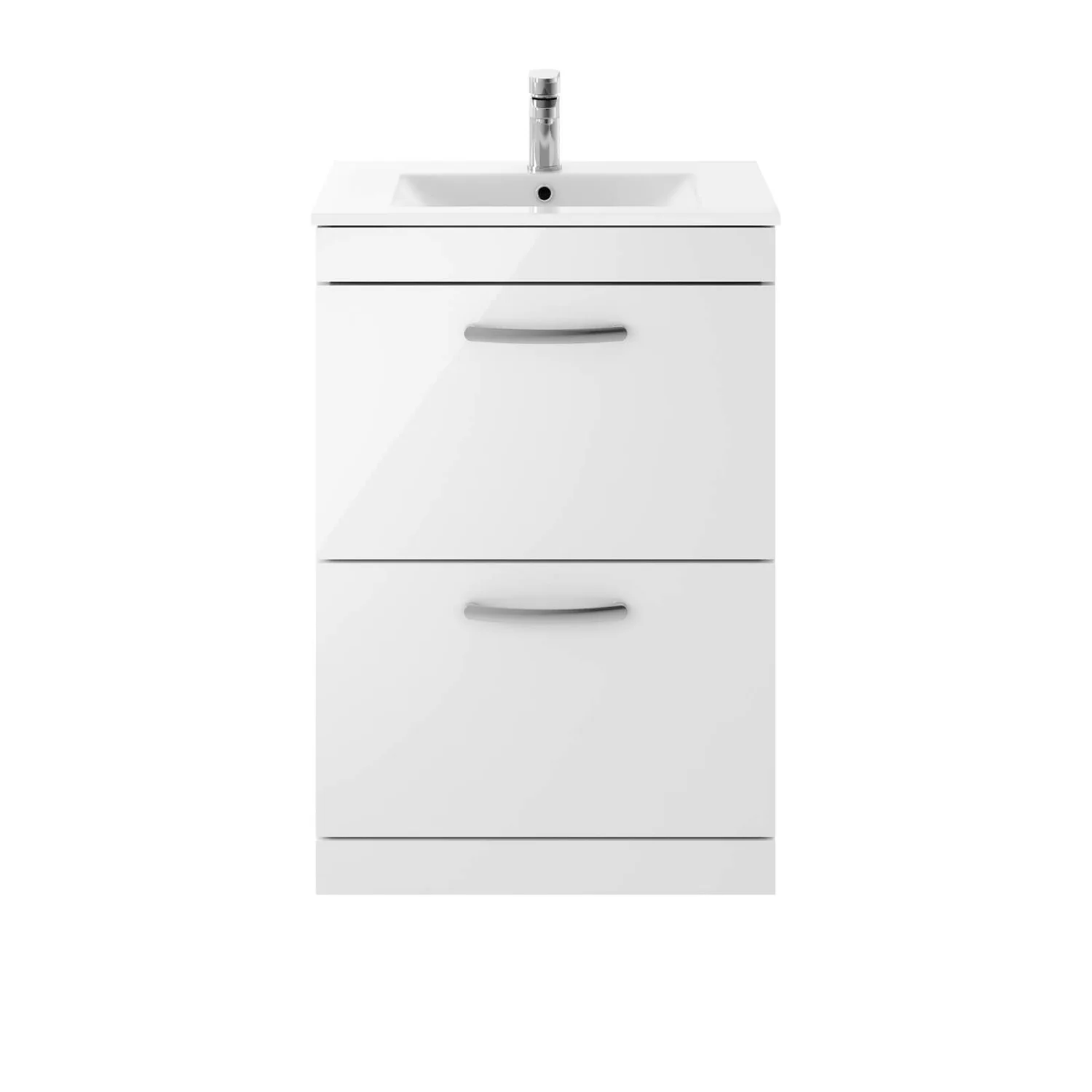 Balterley Rio 600mm Freestanding 2 Drawer Vanity With Basin 2 - Gloss White 3 Balterley Rio 600mm Freestanding 2 Drawer Vanity With Basin 2 - Gloss White