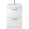 Balterley Rio 600mm Freestanding 2 Drawer Vanity With Basin 1 - Gloss White -Triton None Store 12826969 1254847442416727
