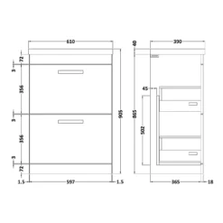 Balterley Rio 600mm Freestanding 2 Drawer Vanity With Basin 1 - Gloss White 7 Balterley Rio 600mm Freestanding 2 Drawer Vanity With Basin 1 - Gloss White -Triton None Store 12826969 1834832985015177