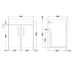 Balterley Rio 500mm Wall Hung 2 Door Vanity With Basin 1 - Natural Oak -Triton None Store 12826985 3394832988489186