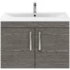 Balterley Rio 800mm Wall Hung 2 Door Vanity With Worktop - Brown Grey Avola