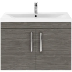 Balterley Rio 800mm Wall Hung 2 Door Vanity With Worktop - Brown Grey Avola