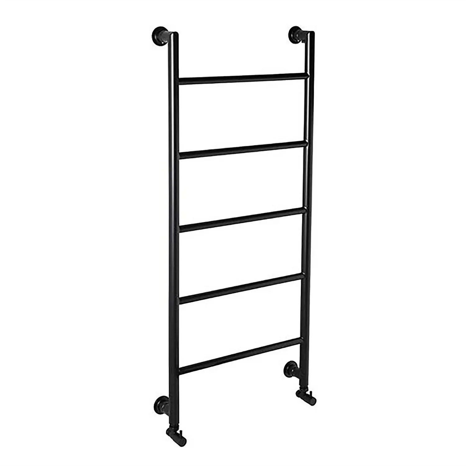 Bathstore Noir Ladder Style Heated Towel Rail Radiator With 5 Horizontal Round Tubes 1200mm X 530mm - Black 3 Bathstore Noir Ladder Style Heated Towel Rail Radiator With 5 Horizontal Round Tubes 1200mm X 530mm - Black
