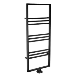 Bathstore Noir Heated Towel Rail Radiator With Ladder Style & 9 Horizontal Square Tubes In Black - 1200mm X 500mm
