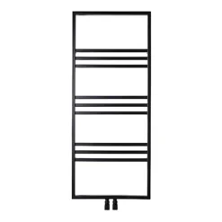 Bathstore Noir Heated Towel Rail Radiator With Ladder Style & 9 Horizontal Square Tubes In Black - 1200mm X 500mm -Triton None Store 12828524 7035008111762557